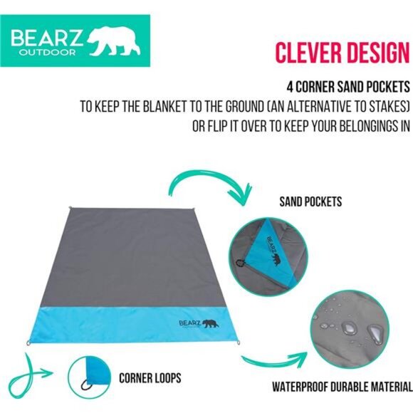 Pocket Blanket - Waterproof Picnic Blanket, Compact Travel Blanket, Waterproof - Picture 6 of 7